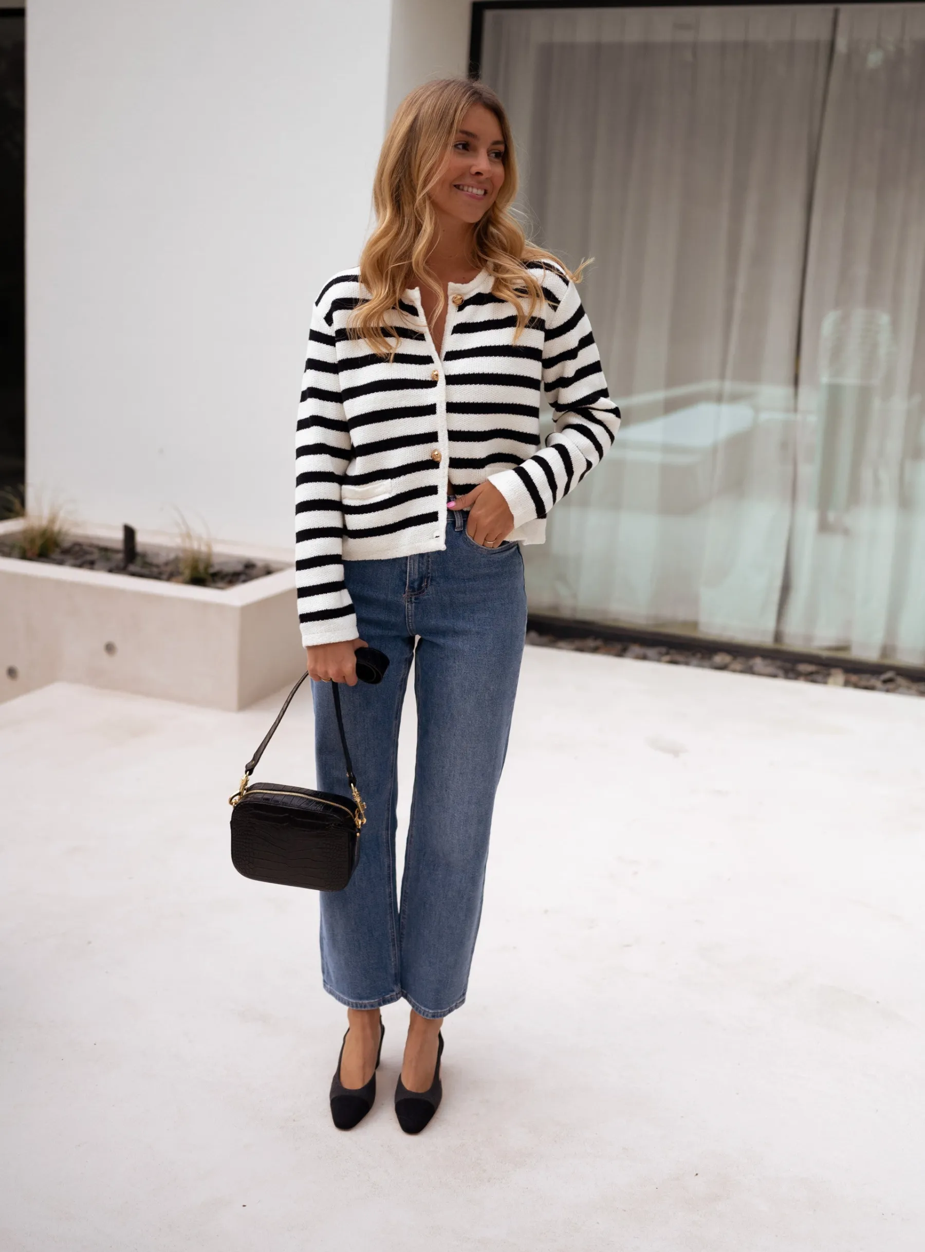 Pulls & Gilets-EASY-CLOTHES Gilet Jeanne - à lignesEasy Clothes À lignes