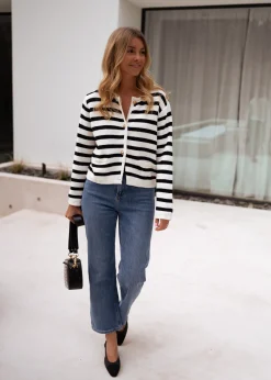 Pulls & Gilets-EASY-CLOTHES Gilet Jeanne - à lignesEasy Clothes À lignes