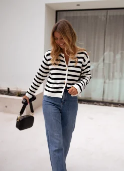 Pulls & Gilets-EASY-CLOTHES Gilet Jeanne - à lignesEasy Clothes À lignes