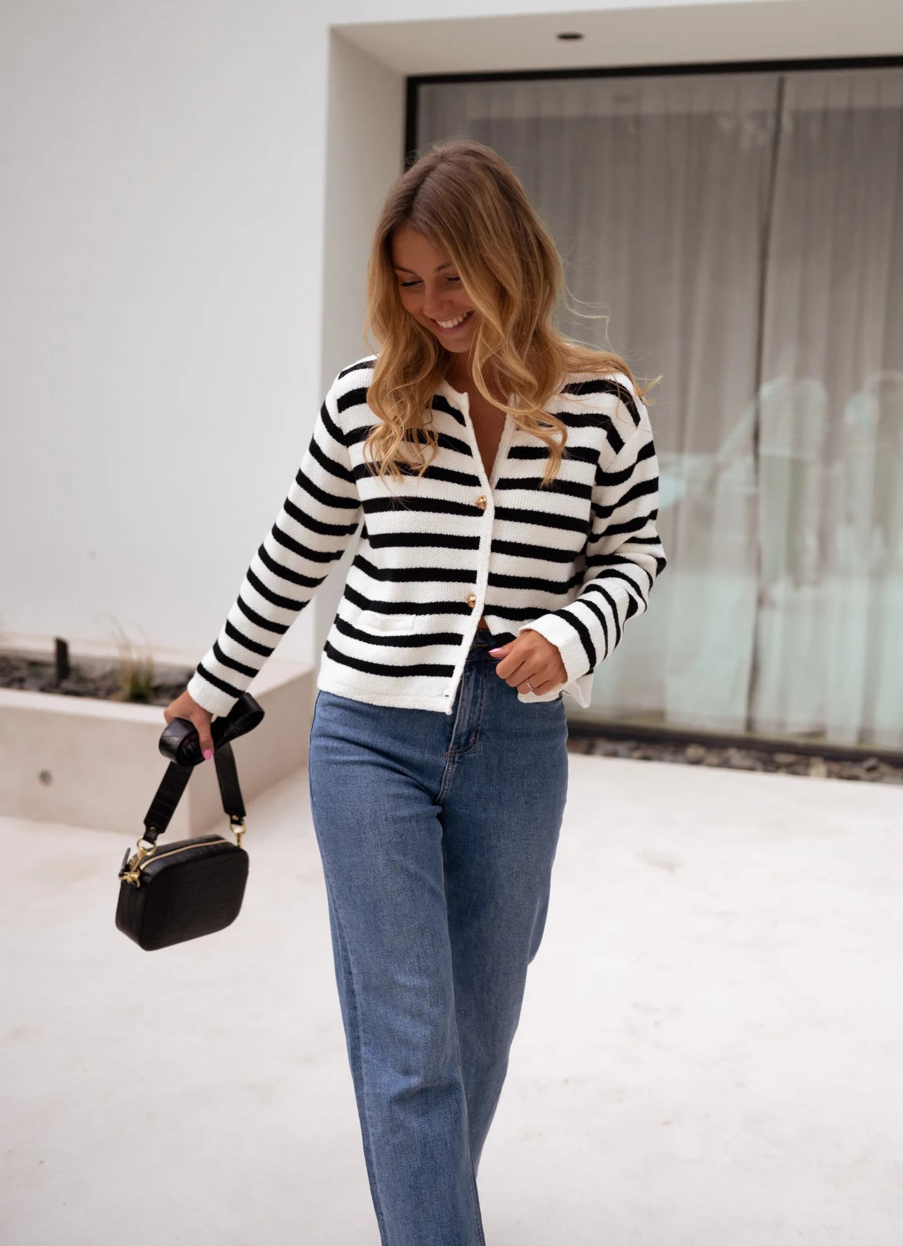 Pulls & Gilets-EASY-CLOTHES Gilet Jeanne - à lignesEasy Clothes À lignes