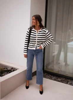 Pulls & Gilets-EASY-CLOTHES Gilet Jeanne - à lignesEasy Clothes À lignes