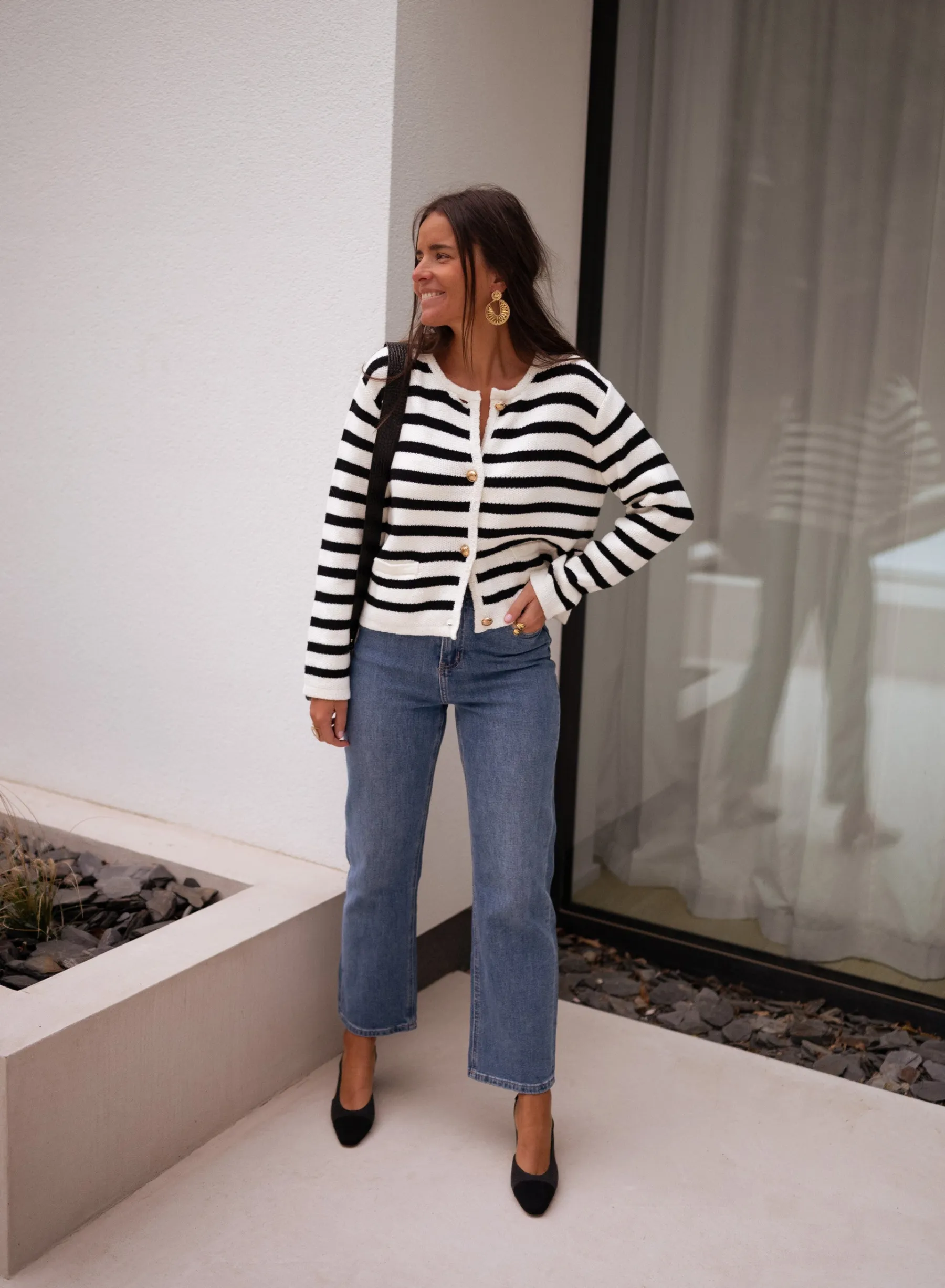 Pulls & Gilets-EASY-CLOTHES Gilet Jeanne - à lignesEasy Clothes À lignes