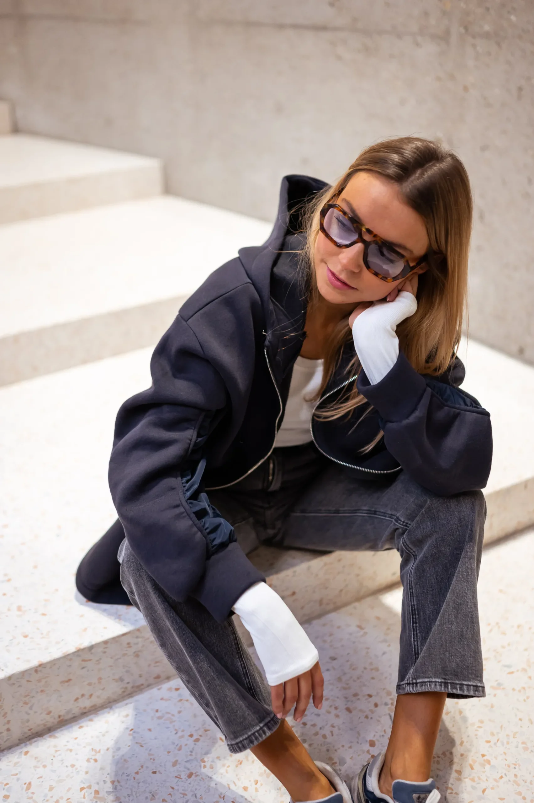 Pulls & Gilets-EASY-CLOTHES Gilet Marza - BleuEasy Clothes Bleu à capuche