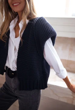 Pulls & Gilets-EASY-CLOTHES Gilet Oren - bleuEasy Clothes Bleu       