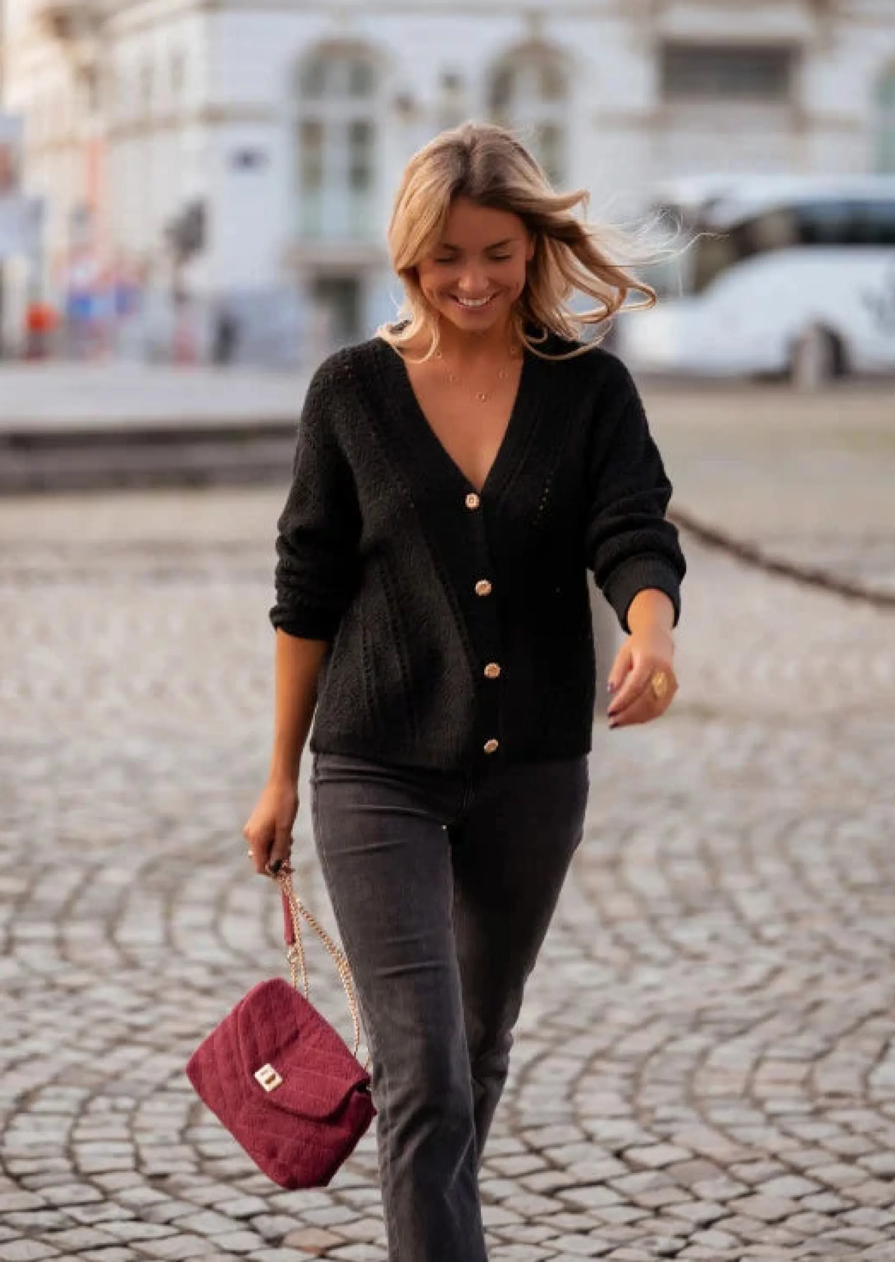 Pulls & Gilets-EASY-CLOTHES Gilet Xavier Noir - Doux - Col VEasy Clothes Noir