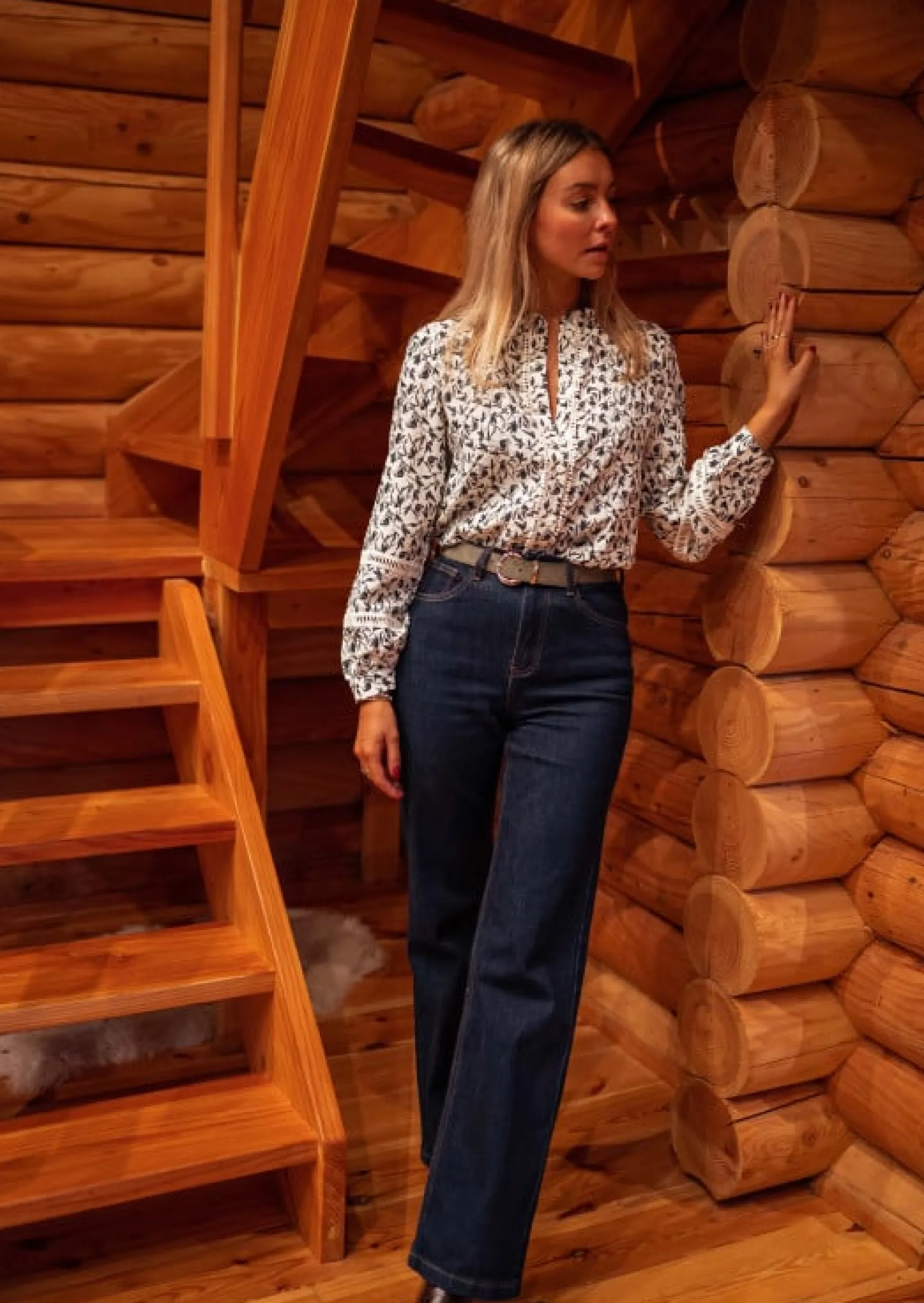 Jeans-EASY-CLOTHES Jeans Arsene - Taille Haute - ÉvaséEasy Clothes Bleu