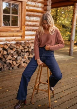 Jeans-EASY-CLOTHES Jeans Arsene - Taille Haute - ÉvaséEasy Clothes Bleu