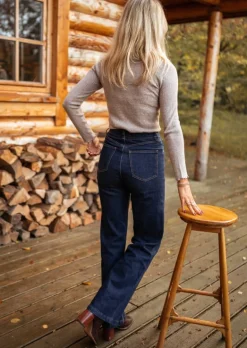 Jeans-EASY-CLOTHES Jeans Arsene - Taille Haute - ÉvaséEasy Clothes Bleu