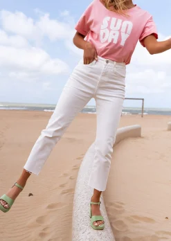 Jeans-EASY-CLOTHES Jeans Baptiste blanc | Jeans coupe carotte | Prêt-à-porter en ligne | Easy Clothes Blanc