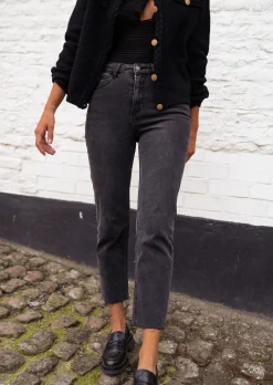 Jeans-EASY-CLOTHES Jeans Baptiste Gris - Taille Haute - Vêtements FemmeEasy Clothes Gris