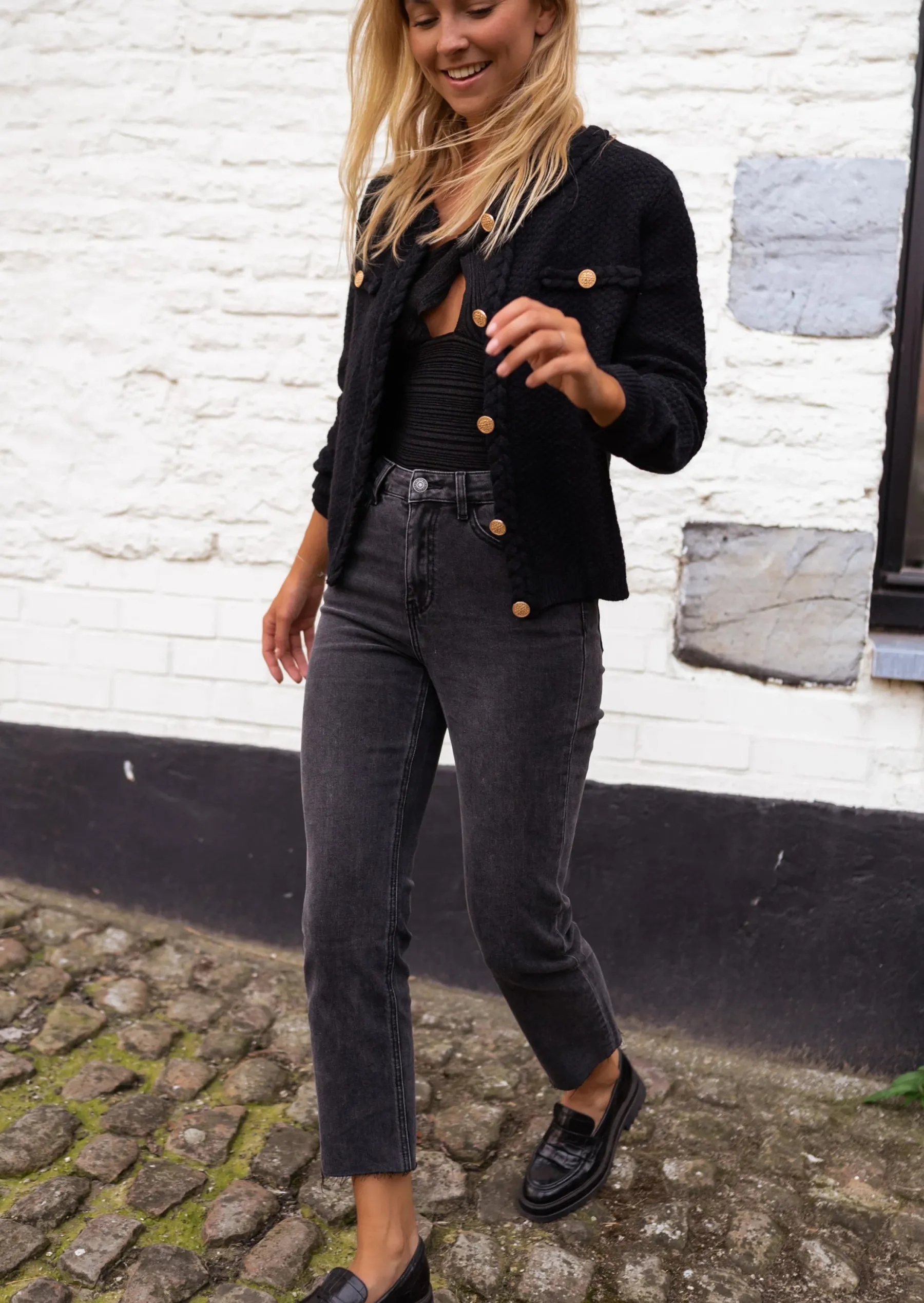 Jeans-EASY-CLOTHES Jeans Baptiste Gris - Taille Haute - Vêtements FemmeEasy Clothes Gris