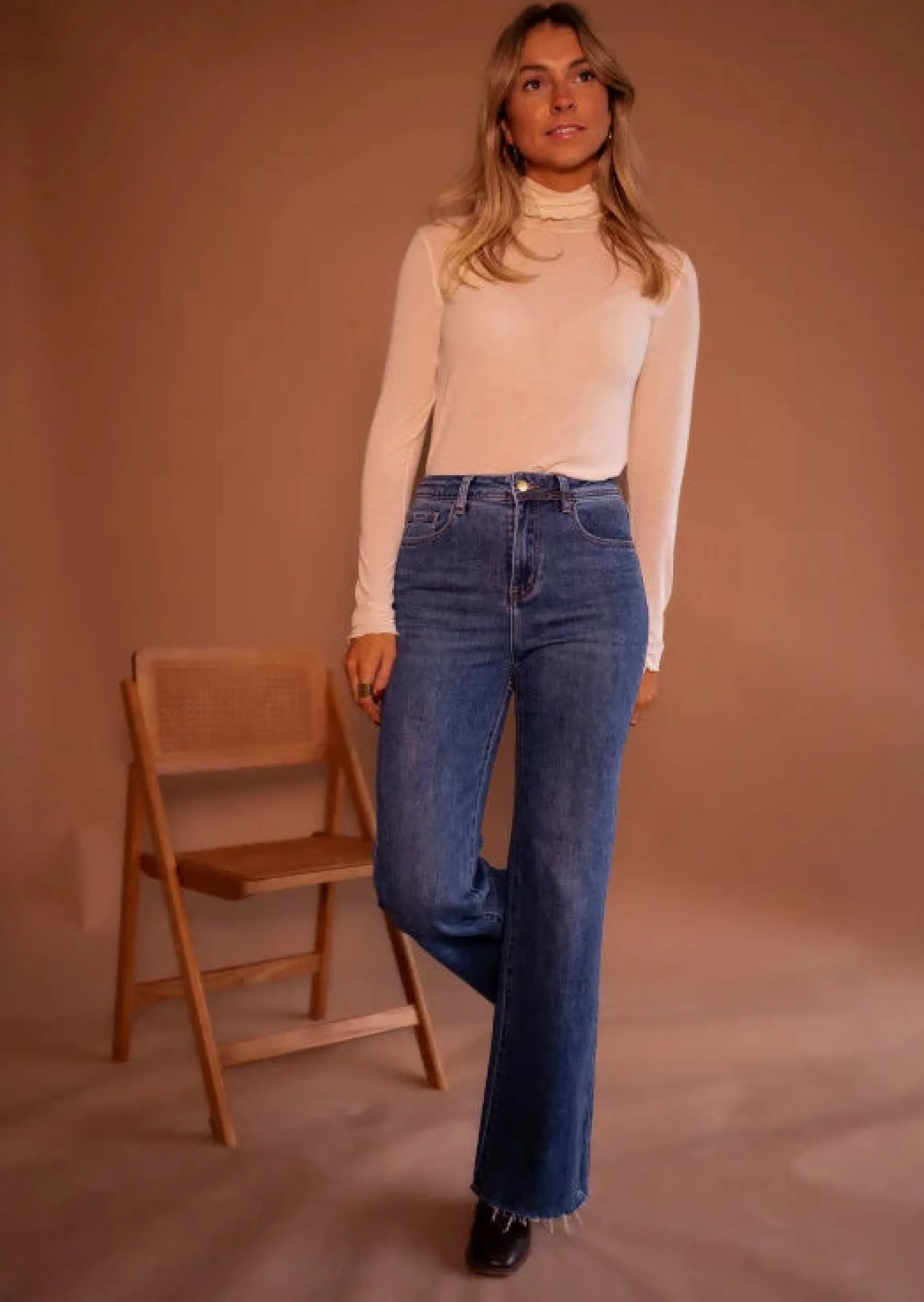 Jeans-EASY-CLOTHES Jeans Warry Bleu - Taille Haute - ÉvaséEasy Clothes Bleu