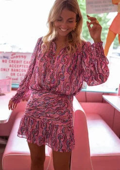 Jupes & Shorts-EASY-CLOTHES Jupe Agathe Mauve - À Motifs - Effet SoieEasy Clothes Mauve       
