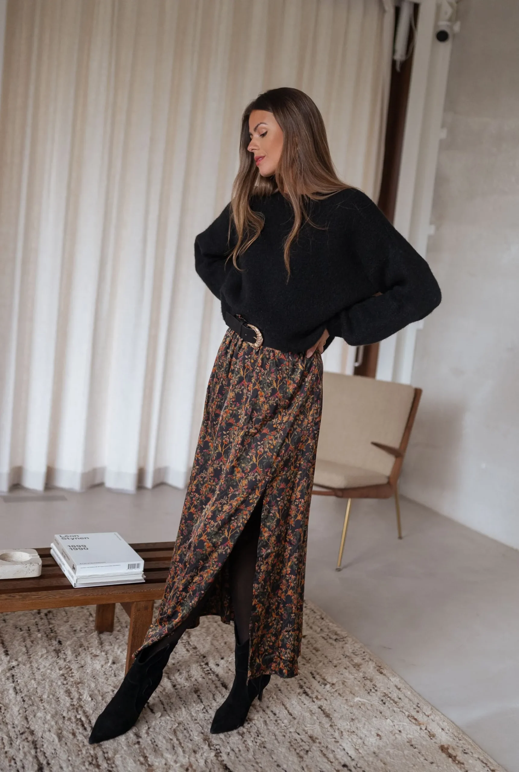 Jupes & Shorts-EASY-CLOTHES Jupe Bridget - noire à fleursEasy Clothes Noire à fleurs
