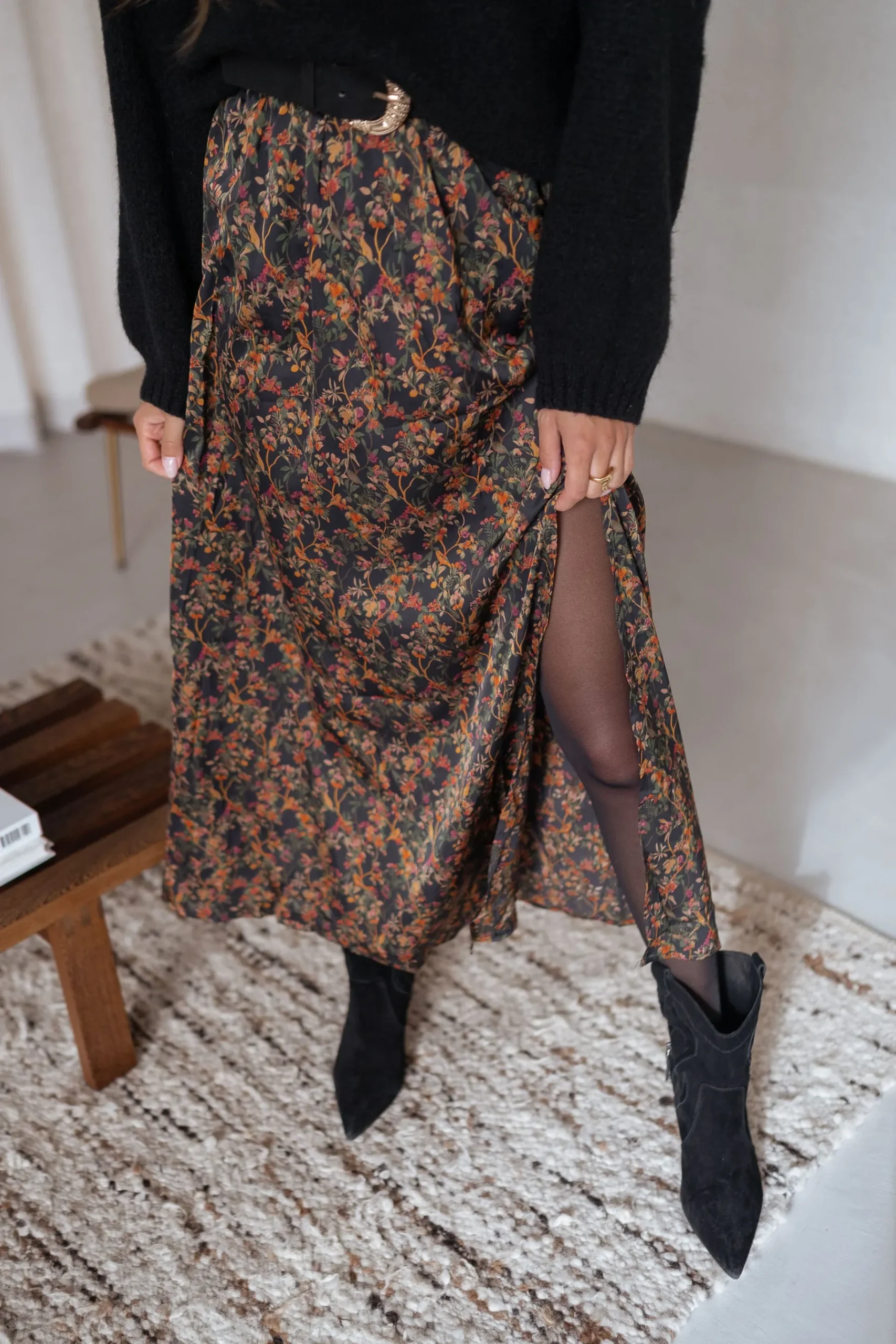 Jupes & Shorts-EASY-CLOTHES Jupe Bridget - noire à fleursEasy Clothes Noire à fleurs