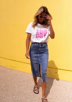 Jupes & Shorts-EASY-CLOTHES Jupe Caméo en jeans | Jupe midi en jeans | Prêt-à-porter en ligne | Easy Clothes En jeans       