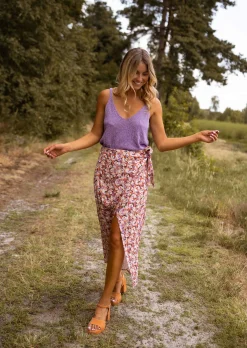 Jupes & Shorts-EASY-CLOTHES Jupe Fleurie Dolo - Mi Longue - Fluide & LégèreEasy Clothes À fleurs