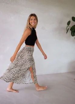 Jupes & Shorts-EASY-CLOTHES Jupe longue Amalya - léopardEasy Clothes Léopard