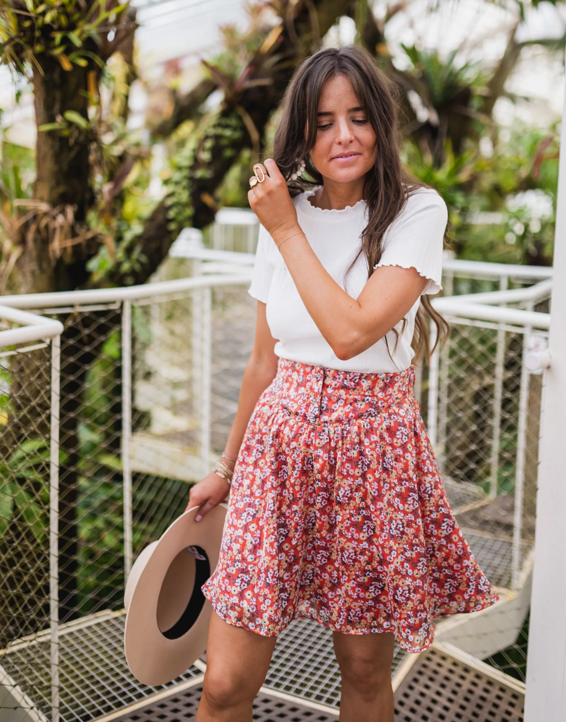 Jupes & Shorts-EASY-CLOTHES Jupe Maud CREATION - rouge à fleursEasy Clothes Rouge à fleurs