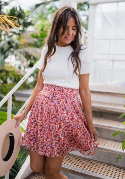 Jupes & Shorts-EASY-CLOTHES Jupe Maud CREATION - rouge à fleursEasy Clothes Rouge à fleurs
