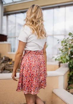 Jupes & Shorts-EASY-CLOTHES Jupe Maud CREATION - rouge à fleursEasy Clothes Rouge à fleurs