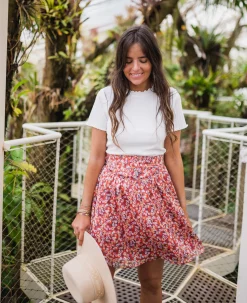 Jupes & Shorts-EASY-CLOTHES Jupe Maud CREATION - rouge à fleursEasy Clothes Rouge à fleurs