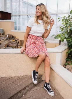 Jupes & Shorts-EASY-CLOTHES Jupe Maud CREATION - rouge à fleursEasy Clothes Rouge à fleurs