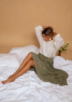 Jupes & Shorts-EASY-CLOTHES Jupe Moriane Verte à Motifs | Tenue Femme Été | Easy Clothes Verte à motifs