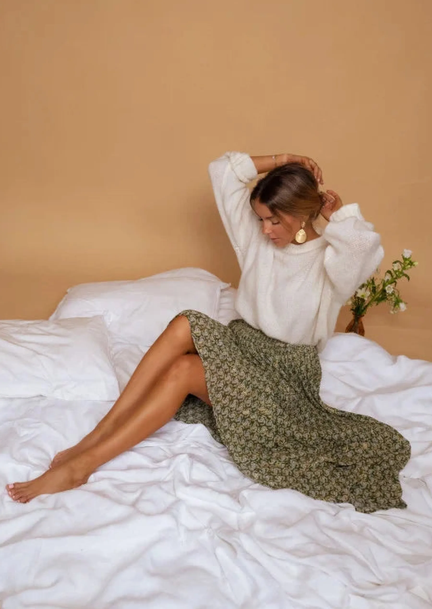 Jupes & Shorts-EASY-CLOTHES Jupe Moriane Verte à Motifs | Tenue Femme Été | Easy Clothes Verte à motifs