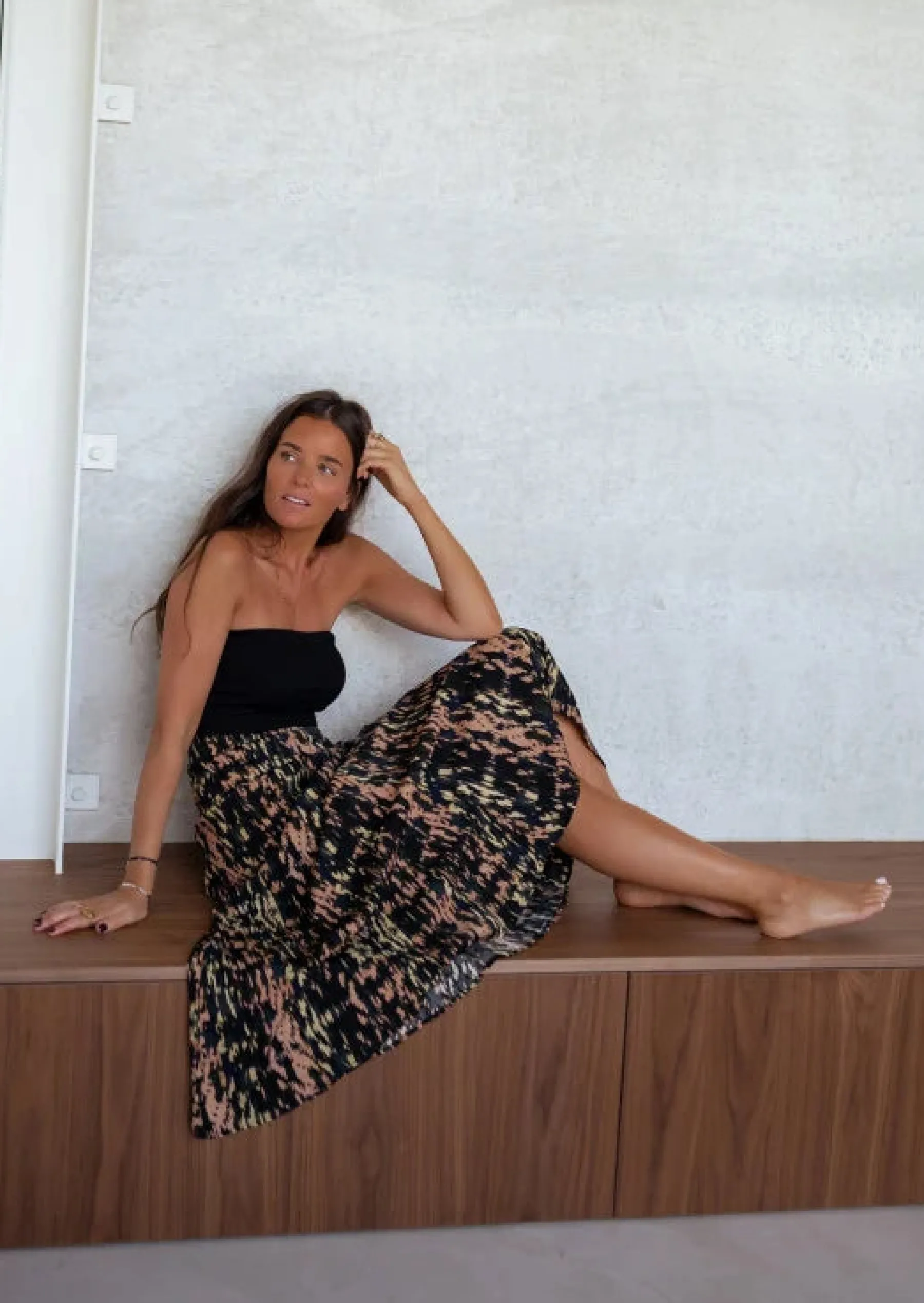 Jupes & Shorts-EASY-CLOTHES Jupe Robbie - À Motifs - Mi Longue - Taille HauteEasy Clothes À motifs