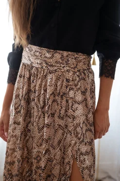Jupes & Shorts-EASY-CLOTHES Jupe Rosalie - chocolat à motifs serpentEasy Clothes Chocolat à motifs serpent       