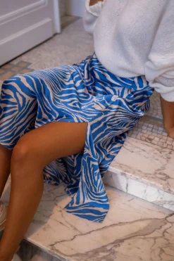 Jupes & Shorts-EASY-CLOTHES Jupe Sax zebrée - bleue et écrueEasy Clothes Bleue et écrue       