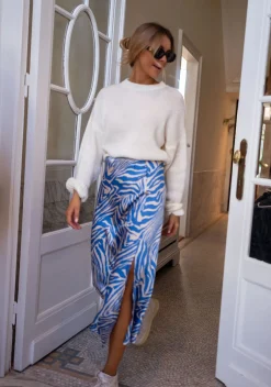 Jupes & Shorts-EASY-CLOTHES Jupe Sax zebrée - bleue et écrueEasy Clothes Bleue et écrue