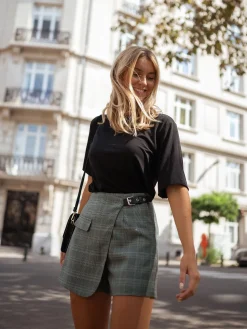 Jupes & Shorts-EASY-CLOTHES Jupe short Chani - à carreaux vertsEasy Clothes À carreaux verts