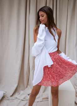 Jupes & Shorts-EASY-CLOTHES Jupe Tana - rouge à fleursEasy Clothes Rouge à fleurs       