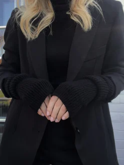 Bonnets & Gants-EASY-CLOTHES Mitaines - noires en laineEasy Clothes Noires en laine