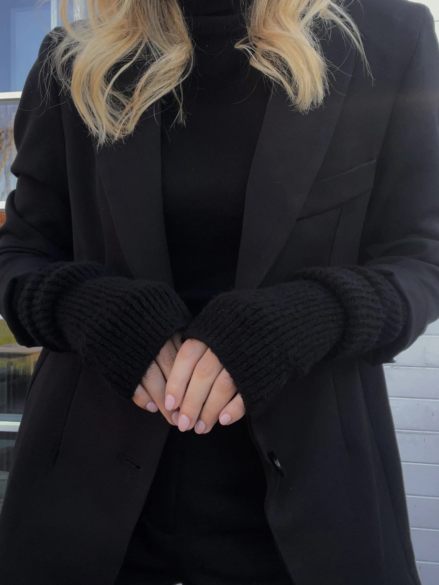 Bonnets & Gants-EASY-CLOTHES Mitaines - noires en laineEasy Clothes Noires en laine