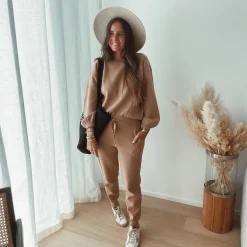 Pantalons-EASY-CLOTHES Pantalon Beni - camel (Ensemble 1 sur 2)Easy Clothes Camel (ensemble 1 sur 2)