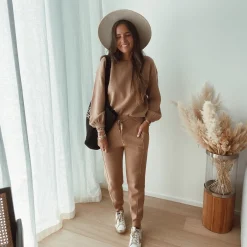 Pantalons-EASY-CLOTHES Pantalon Beni - camel (Ensemble 1 sur 2)Easy Clothes Camel (ensemble 1 sur 2)       