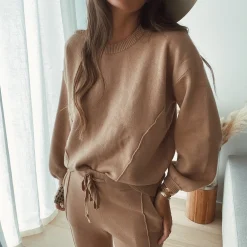 Pantalons-EASY-CLOTHES Pantalon Beni - camel (Ensemble 1 sur 2)Easy Clothes Camel (ensemble 1 sur 2)       