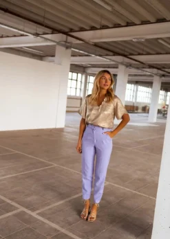 Pantalons-EASY-CLOTHES Pantalon Bila lilas | Pantalon carotte lilas | Prêt-à-porter en ligne | Easy Clothes Lilas       