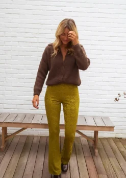 Pantalons-EASY-CLOTHES Pantalon Endry - Couleur Olive - À MotifsEasy Clothes Olive