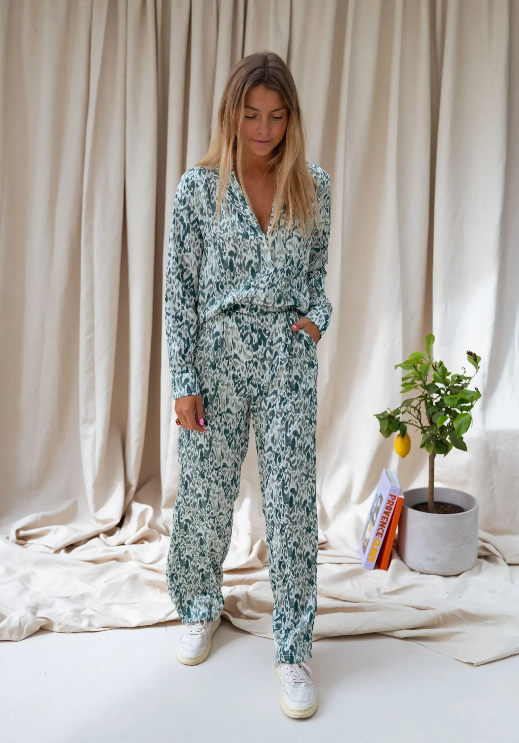 Pantalons-EASY-CLOTHES Pantalon Horace - vert à motifsEasy Clothes Vert à motifs