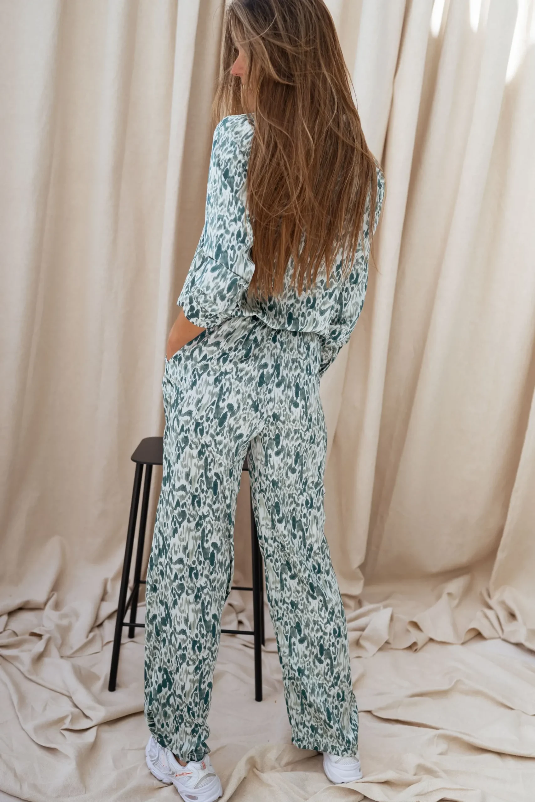 Pantalons-EASY-CLOTHES Pantalon Horace - vert à motifsEasy Clothes Vert à motifs