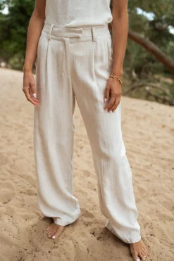Pantalons-EASY-CLOTHES Pantalon Joey - en lin beigeEasy Clothes En lin beige