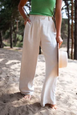 Pantalons-EASY-CLOTHES Pantalon Joey - en lin beigeEasy Clothes En lin beige