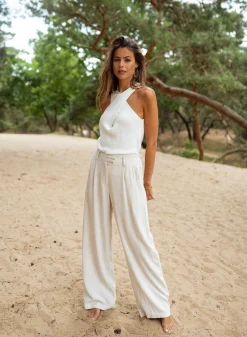 Pantalons-EASY-CLOTHES Pantalon Joey - en lin beigeEasy Clothes En lin beige