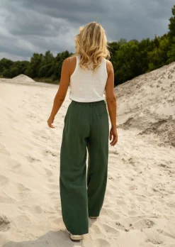 Pantalons-EASY-CLOTHES Pantalon Joey - Vert Sapin - Lin - Easy Clothes Vert sapin en lin       