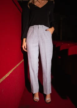 Pantalons-EASY-CLOTHES Pantalon Loan - gris à strassEasy Clothes Gris à strass