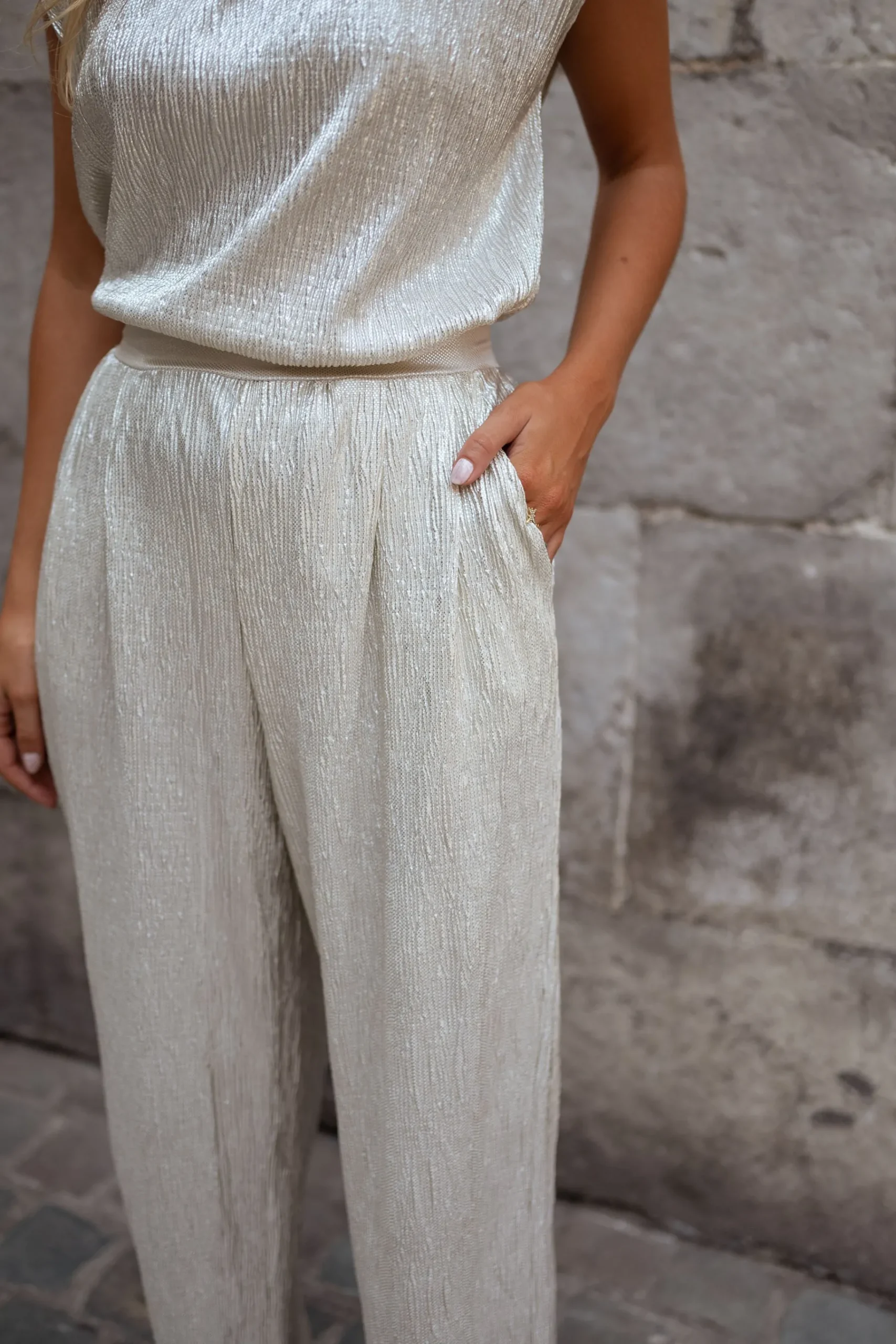 Pantalons-EASY-CLOTHES Pantalon Marc - argentéEasy Clothes Argenté